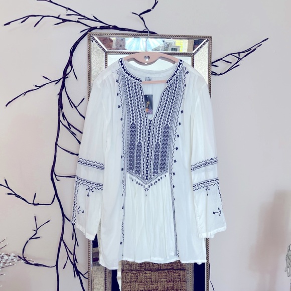 NWT Raj size small gorgeous navy and white boho tunic - Picture 13 of 15